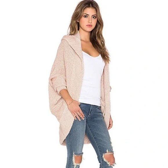 Free People Coco Cocoon Oversized Ivory Combo Hooded Cardigan XS - Picture 1 of 9